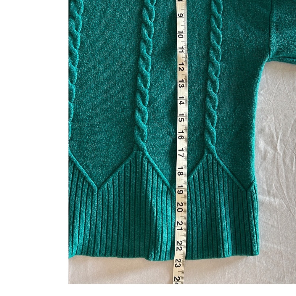 Marled Reunited Clothing Teal Green Cable Knit Bell Sleeve Sweater XL Womens - Picture 5 of 5